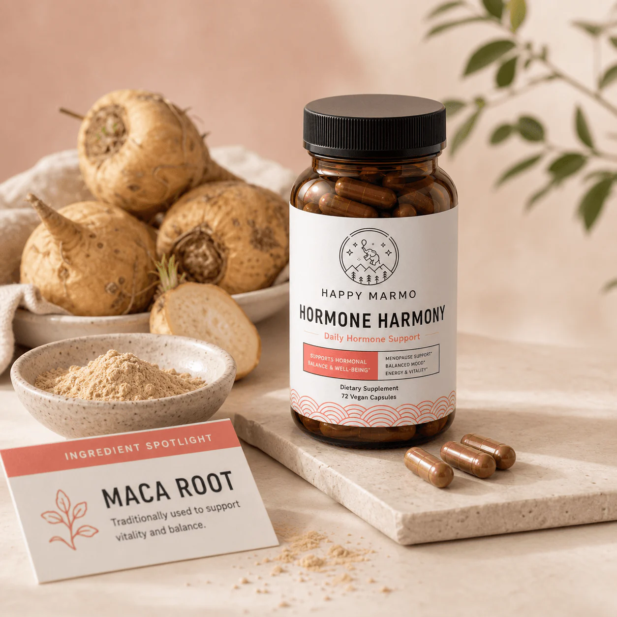 Happy Marmo ingredient card for Maca Root