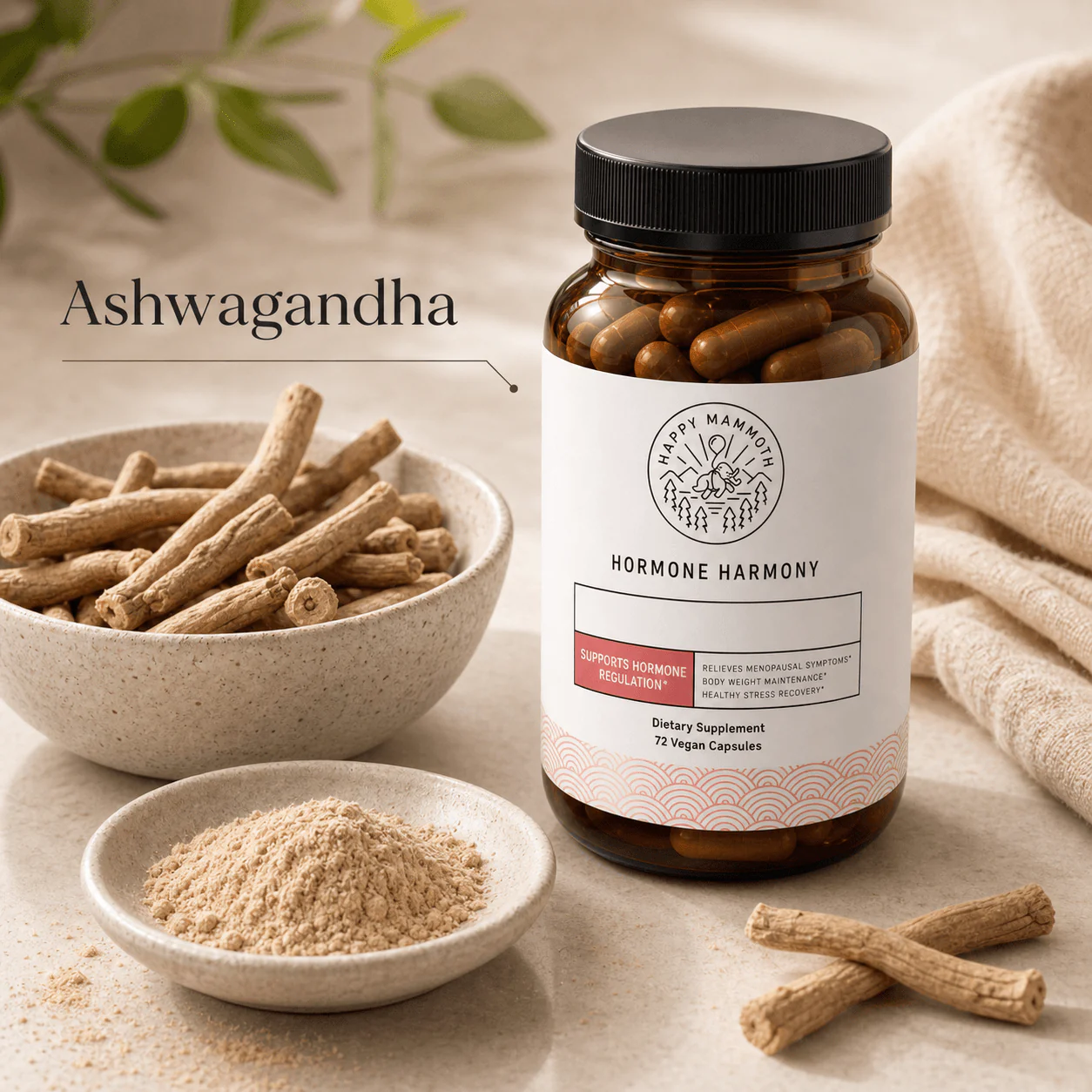 Happy Marmo ingredient card for Ashwagandha