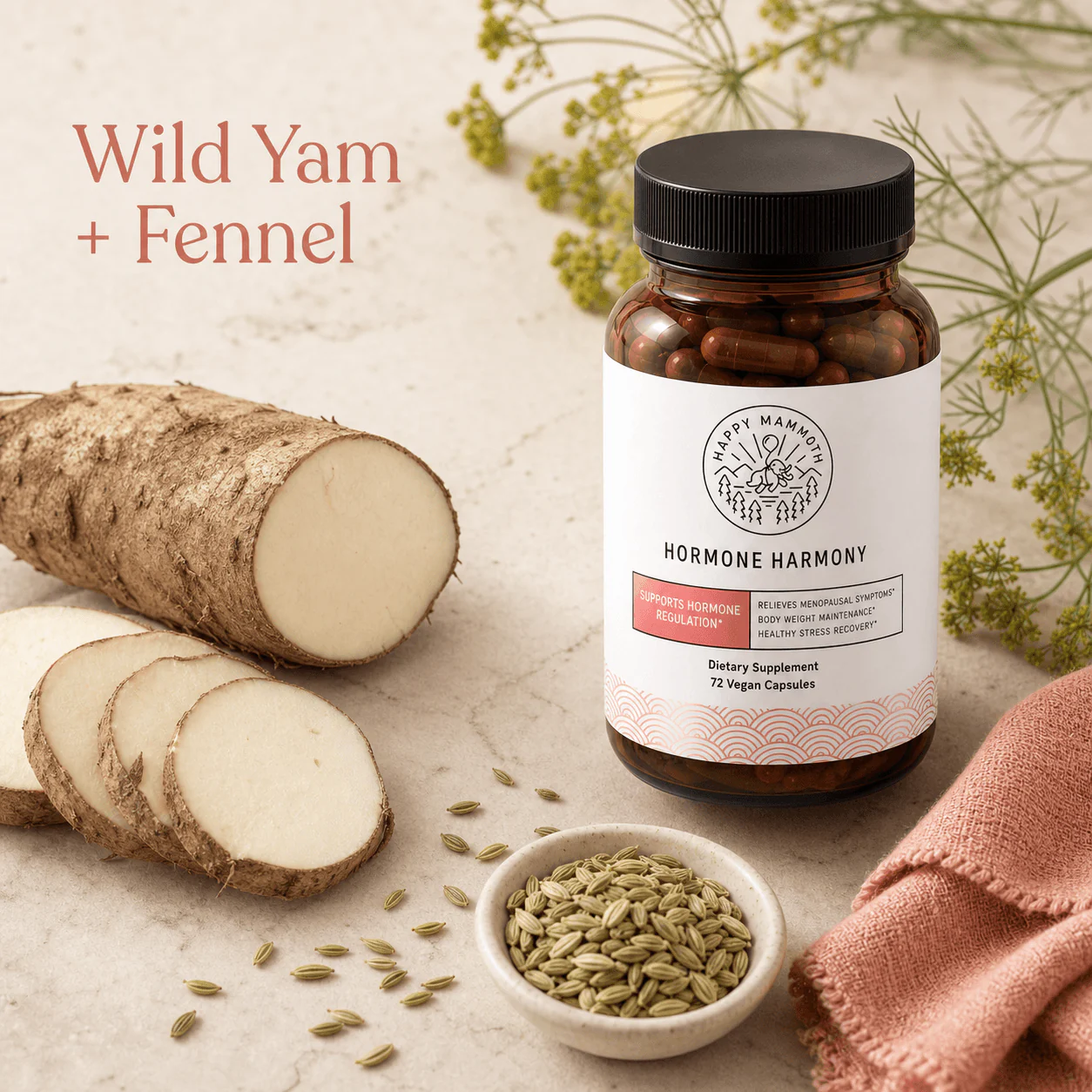 Happy Marmo ingredient card for Wild Yam + Fennel